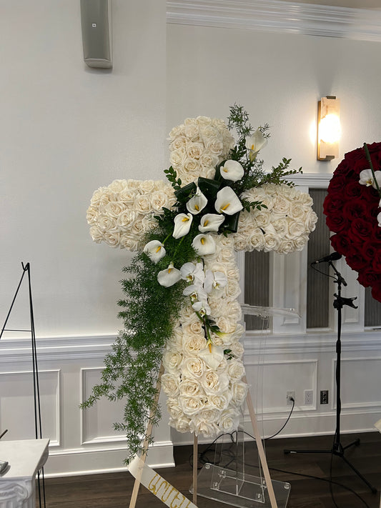 White cross with calla