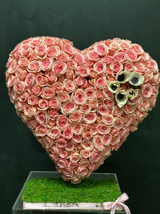 Small/Medium/Large Size Heart with Pink Roses